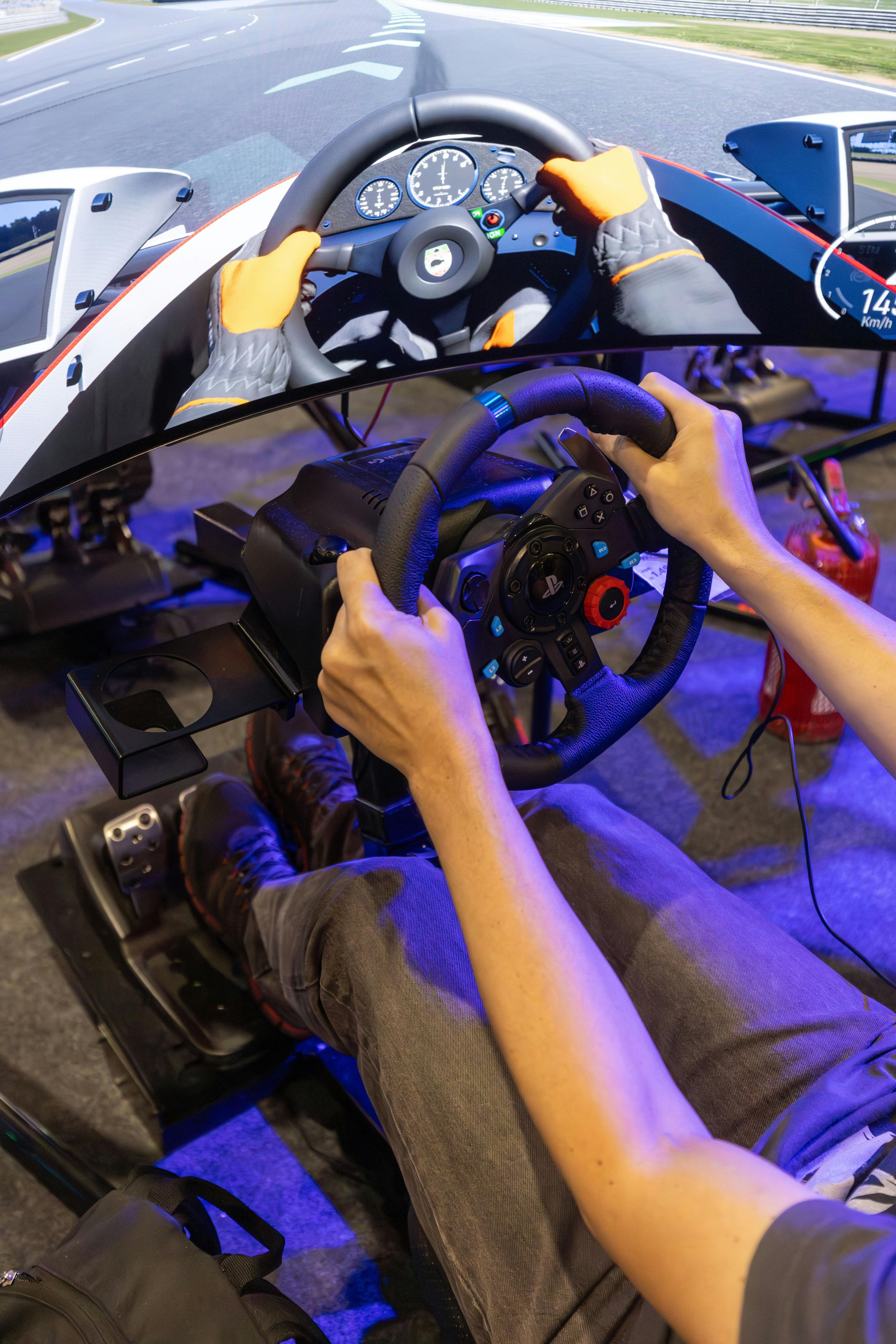 Immersive cockpit with blue lighting