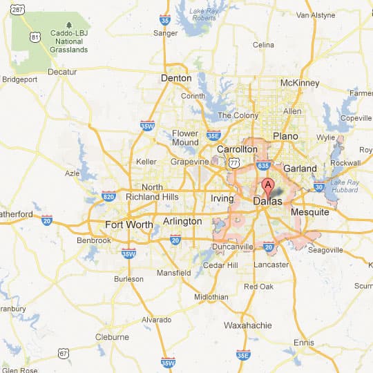 Dallas–Fort Worth area map